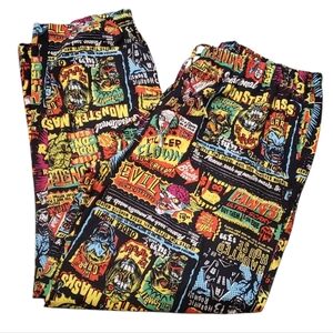 Halloween Comic Graphic Horror Movie Themed Pajama Lounge Pants Size Large EUC